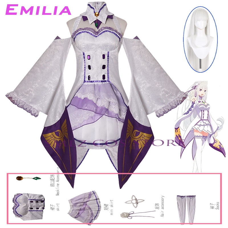 Emilia Cosplay Anime Re Zero K - Anime Cosplay Female 评论和价格